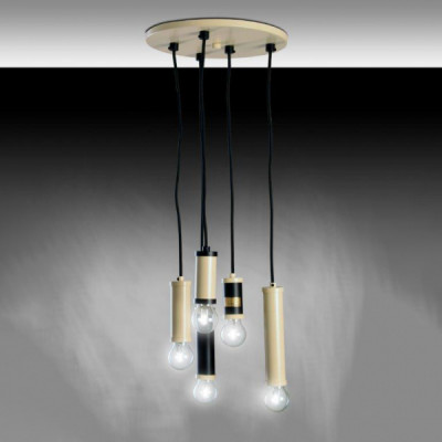 More Brands - Lampex Italiana - Tubi 1970 SP5 - Ceiling light five lights - Ivory/Black - LS-LX-20713