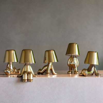 Qeeboo - Brothers - Golden Brothers - 5 TL Set - Table lamp touch dimmer - Gold - LS-QB-43001GOX5 - Warm white - 3000 K - Diffused
