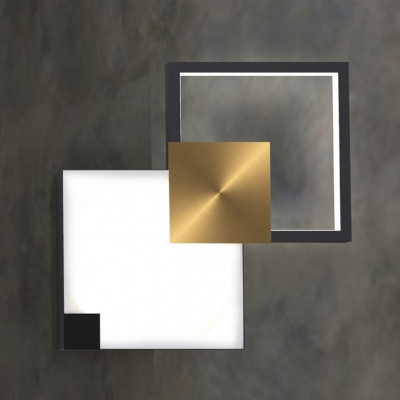 Sikrea - Essentiality - Medea AL PL S - Wall and ceiling lamp with a small square design - Brushed brass - LS-SI-8279 - Warm white - 3000 K - Diffused