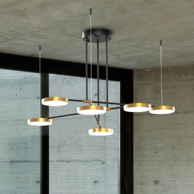 Sikrea - Linee - Adam 6 SP - Chandelier six light - Black/Gold - LS-SI-1973 - Warm white - 3000 K - Diffused