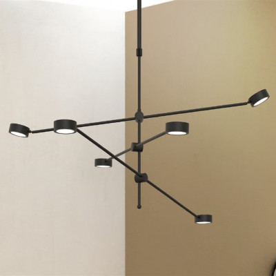 Sikrea - Linee - Point SP 6L - Modern chandelier with adjustable diffuser - Matt black - LS-SI-7395