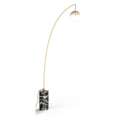 Sikrea - Molecole - Eva PT - Modern floor lamp with light point - Brushed brass - LS-SI-8613