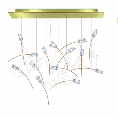 Slamp - Preziosa  - Tulip 14 Linear SP - Elegant chandelier - Crystal/Brass - LS-SL-TULSL00PRS03CLDLNCEU