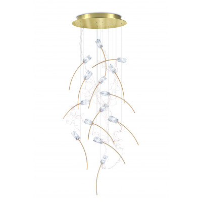 Slamp - Preziosa  - Tulip 14 Roud SP - Design chandelier, diffusor 14 - Crystal/Brass - LS-SL-TULSL00PRS03CLDRNCEU