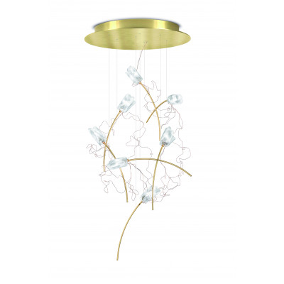 Slamp - Preziosa  - Tulip 7 Round SP - Design chandelier with seven light - Crystal/Brass - LS-SL-TULSM00PRS03CLDRNCEU