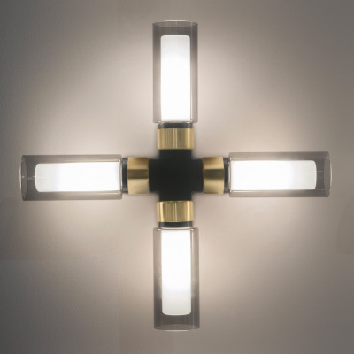 Tooy - Osman & Quadrante - Osman AP 4L - Design wall light or ceiling light - Brass / transparent / matt black - LS-TO-560.74.C2-C41