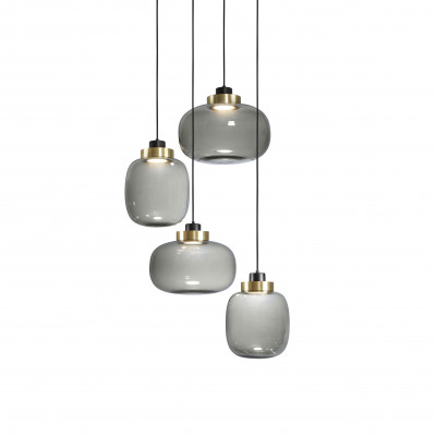 Tooy - Ball - Legier SP 4L - Chandelier with four elements - Fumè/Brass - LS-TO-557.14.C74-C41-F - Super warm - 2700 K - Diffused