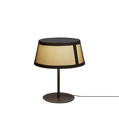 Tooy - Lantern - Lilly TL L - Table lamp with textile lampshade - Trama/Black - LS-TO-558.32.C74