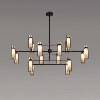 Tooy - Osman & Quadrante - Osman SP 16L L - design chandelier with glass diffusers - Crystal/Brass - LS-TO-560.17.C2-C41