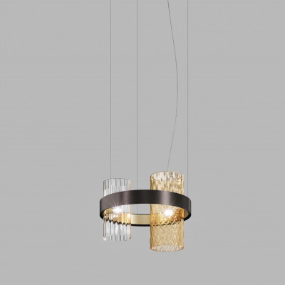 Vistosi - Assiba - Armonia SP 50 - Bloe glass chandelier - Amber/Brass - LS-VI-ARMONSP50-000N_OCRAME141CE