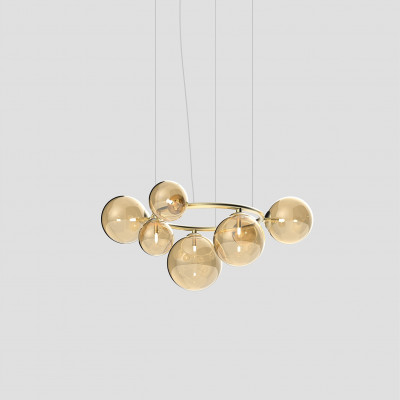 Vistosi - Puppet - Puppet Ring SP 7A - Design chandelier with seven light - Amber/Gold - LS-VI-PUPRISP7A-000BKSAMTRG9-1CE