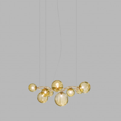 Vistosi - Puppet - Puppet Ring SP 9L - design chandelier with glass diffusers - Amber/Gold - LS-VI-PUPRISP9--000BKSAMTRG9-1CE