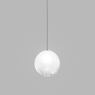 Vistosi - Puppet - Puppet SP 28 LED - Suspension lamp in blown glass - Chrome/White - Diffused