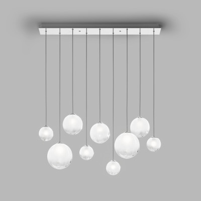 Vistosi - Puppet - Puppet SP L9 - Rectangular modern chandelier - Chrome/White - LS-VI-PUPPESPL9-000CR-BCSFG9-1CE