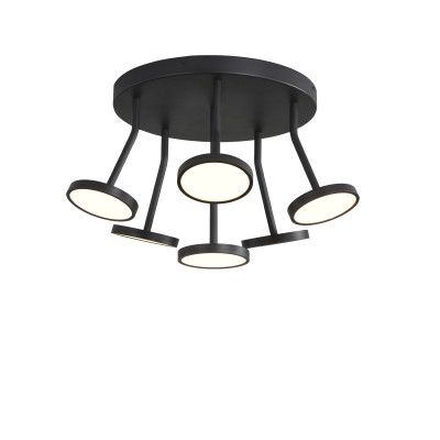 ACB - Lampes modernes - Corvus PL LED - Lampe au plafond à six lumières - Noir - LS-AC-P3945000N - Blanc chaud - 3000 K - 120°