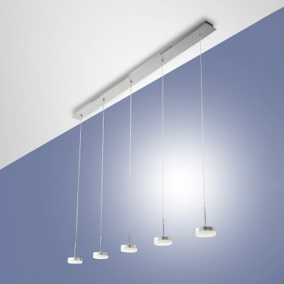 Fabas Luce - Arms - Dunk SP5 LED - Lampe suspendue cinque lumières - Aluminium brossé - LS-FL-3239-48-212 - Blanc chaud - 3000 K - Diffuse