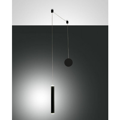 Fabas Luce - Arms - Prado SP LED - Lampe suspension avec diffuseur tubulaire - Noir - LS-FL-3685-41-101 - Blanc chaud - 3000 K - Diffuse