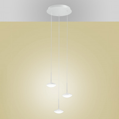 Fabas Luce - Hale - Hale SP3 LED - Suspension moderne à trois lumières - Blanc - LS-FL-3255-47-102 - Blanc chaud - 3000 K - Diffuse