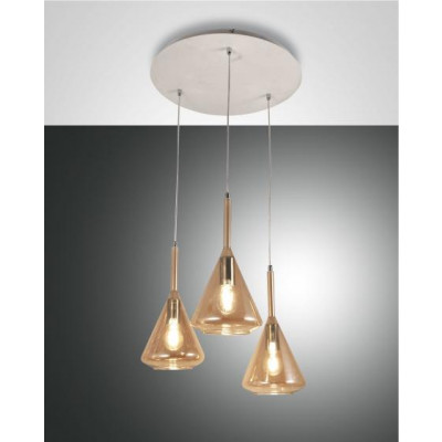 Fabas Luce - La Mia Luce - Tris SP 3L - Lampe suspension avec trois points lumineux - Ambre - LS-FL-3582-47-125