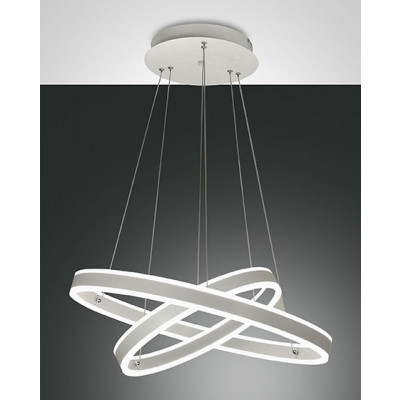Fabas Luce - MultiLight - Palau 2L SP LED - Suspension avec 2 cercles - Blanc - LS-FL-3743-45-102 - Blanc chaud - 3000 K - Diffuse
