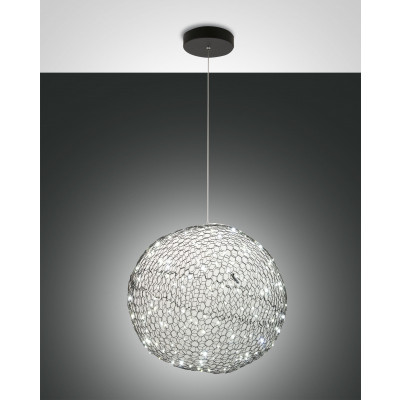 Fabas Luce - Net - Sumter SP tondo - Lampe suspension sphère - Noir - LS-FL-3693-45-101 - Blanc chaud - 3000 K - Diffuse
