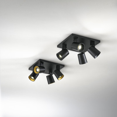 Fabas Luce - Soul - Modo AP 4L anelli - Plafonnier à quatre spots orientables - Noir - LS-FL-3451-84-101