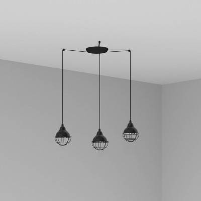 Faro - Indoor - Industrial - Claire SP 3L - Suspension trois lumières - Noir brillant - LS-FR-62802-3L