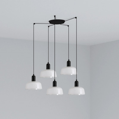 Faro - Indoor - Linda - Tatawin SP S 5L - Suspension design 5 lumières - Noir/Blanc - LS-FR-20340-116-5L