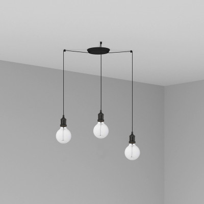 Faro - Indoor - Rustic - Art SP 3L - Suspension vintage trois lumières - Noir - ls-fr-64135-3L