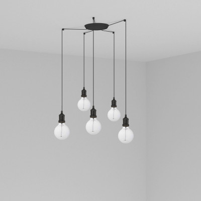 Faro - Indoor - Rustic - Art SP 5L - Suspension 5 lumières - Noir - ls-fr-64135-5L