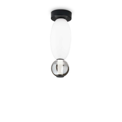 Ideal Lux - Art - Lumiere-1 PL - Plafonnier avec décorations en verre - Noir mat / blanc brillant / gris transparent - LS-IL-314235 - Blanc chaud - 3000 K - Diffuse