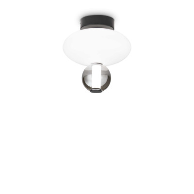 Ideal Lux - Art - Lumiere-2 PL - Plafonnier avec décorations en verre - Noir mat / blanc brillant / gris transparent - LS-IL-314228 - Blanc chaud - 3000 K - Diffuse