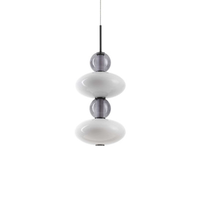 Ideal Lux - Art - Lumiere-2 SP - Lampe suspension en verre - Noir mat / blanc brillant / gris transparent - LS-IL-314167 - Blanc chaud - 3000 K - Diffuse