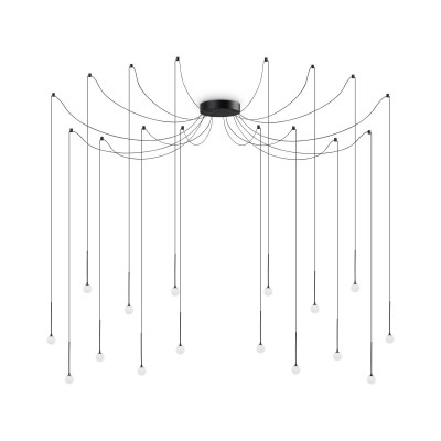 Ideal Lux - Art - Lucciola SP16 - Suspension 16 lumières - Noir - LS-IL-284002 - Blanc chaud - 3000 K - Diffuse