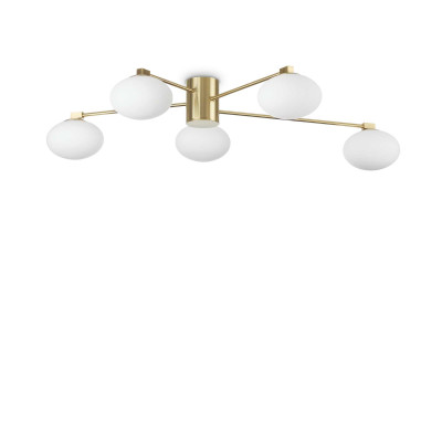 Ideal Lux - Brass - Hermes PL5 - Lampe de plafond cinque lumières avec sphéres en verre - Laiton - LS-IL-288277