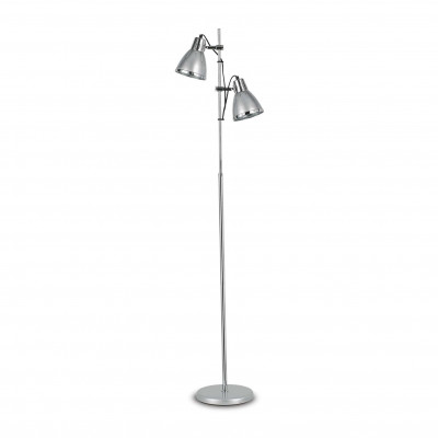 Ideal Lux - Industrial - Elvis PT2 - Lampadaire deux lumières en métal chromé - Argent - LS-IL-042794