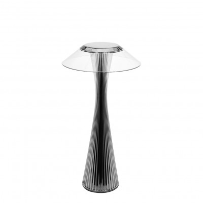 Kartell - Table Lights - Space TL - Lampe de table rechargeable - Gris métallisé - LS-KA-09220TT - Très chaud - 2700 K - Diffuse