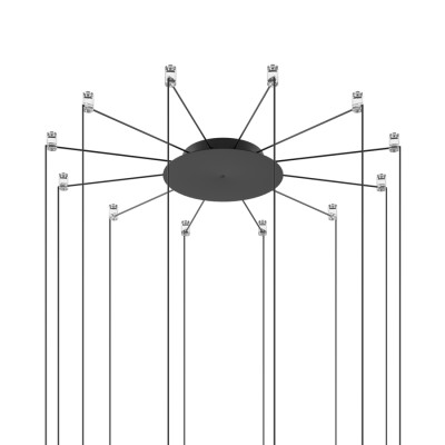 Lodes - Patères - 12 Lights Radial Cluster - Rosace radiale 12 suspensions - Noir - LS-ST-100070