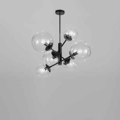 Metal Lux - Bubble - Global SP 6L - Lampe suspension vintage six lumières - Noir - LS-ML-262-180-03