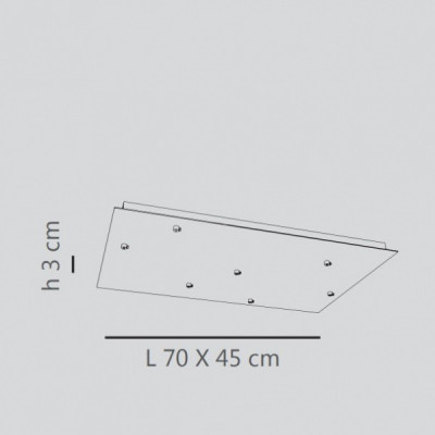 Sikrea - Accessoires - Rosone Rect 7L - Rosace rectangulaire de plafond pour sept lampes