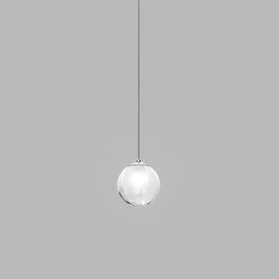 Vistosi - Puppet - Puppet SP 16 LED - Lampe à suspension en verre soufflé - Chrome/Blanc - Diffuse