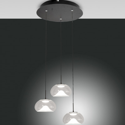 Fabas Luce - Soft - Brena SP 3L round LED - Lampadario di design a tre luci - Trasparente - LS-FL-3755-47-241 - Dynamic White - Diffusa