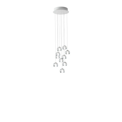Fabbian - Multispot - Multispot Beluga-1 SP10 LED - Sospensione di design 10 luci - Trasparente - LS-FB-F32A23-00 - Bianco caldo - 3000 K - Diffusa