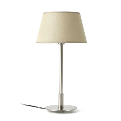 Faro - Indoor - Essential - Mitic TL - Lampada da tavolo con paralume di tessuto - Nichel opaco - LS-FR-68417