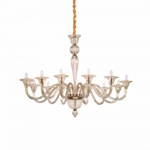 Danieli sp6 Ideal Lux lampadario 6 luci vetro ambra oro stile classico