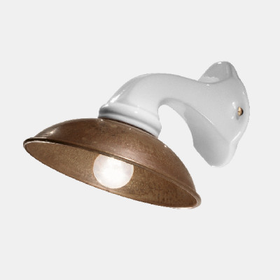 Il fanale - Mini - Mini AP curva - Lampada da parete vintage - Bianco / Bronzo - LS-IF-064-05-OC