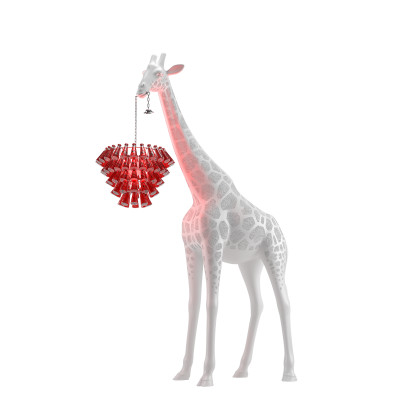 Qeeboo - Qeeboo lampade - Giraffe in Love M PT Outdoor White Campari - Bianco/Rosso - LS-QB-19004WH-CA - Diffusa