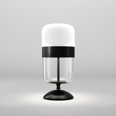 Vistosi - Retrò - Futura TL M - Lampada da tavolo di design - Bianco/Nero - LS-VI-FUTURLT000M00NE-BCNEE271CE